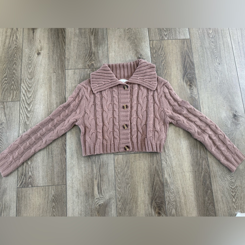 Mauve Cable Knit Cardigan